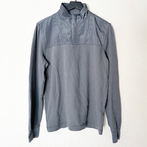 Banana‎ Republic 1/4 Zip Collared Gray Pullover Thermal Shirt Size Medium - Picture 1 of 7